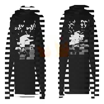 かわいいボンゴ猫遊びポップ猫ミーム 長袖Tシャツ - Kawaiitshirt