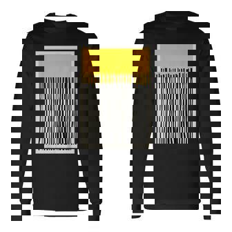 かわいいボーホーシックミニマリスト イエローベージュ ブラックラインストライプ 長袖Tシャツ - Kawaiitshirt