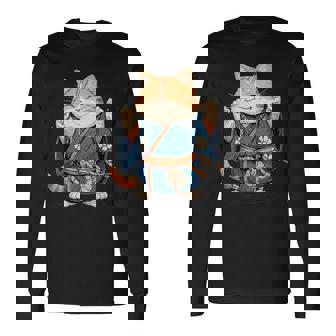 かわいいマワシ相撲帯猫ちゃんの力士 長袖Tシャツ - Kawaiitshirt