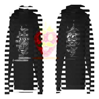 かわいい口ひげストロベリーコスチューム 長袖Tシャツ - Kawaiitshirt