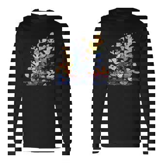 かわいい水彩 ウミウシの昆布の葉 羊 海洋の葉 ナメクジ 長袖Tシャツ - Kawaiitshirt