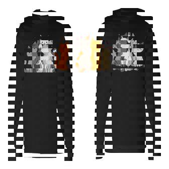 かわいい漫画の猫のイラスト 長袖Tシャツ - Kawaiitshirt