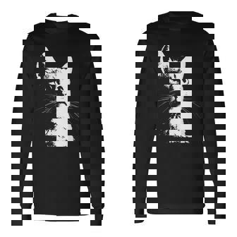 かわいい猫のポートレートデザイン。 長袖Tシャツ - Kawaiitshirt