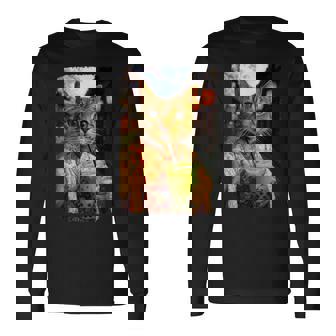 かわいい着物猫 自撮り 抹茶 バブルティー 長袖Tシャツ - Kawaiitshirt