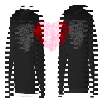 かわいい花赤いハート花のバレンタインデーの愛 長袖Tシャツ - Kawaiitshirt