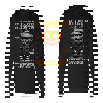 かわいい黒猫ハロウィン衣装カボチャデザインマスク面白い 長袖Tシャツ - Kawaiitshirt