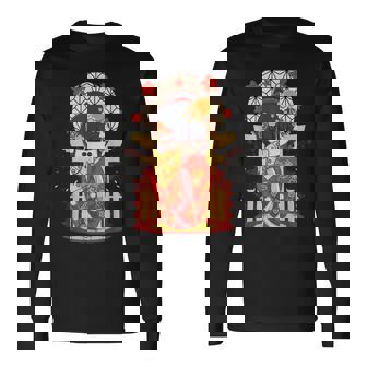 こけし 人形 シャツ 和装 赤 日本運 福 長袖Tシャツ - Kawaiitshirt