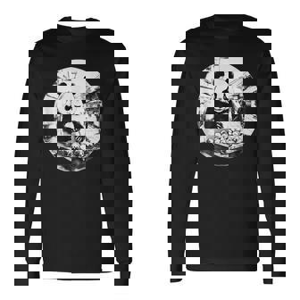 たこ焼き パンダ 水墨画 日本食 大阪 おもしろ 和風 動物 長袖Tシャツ - Kawaiitshirt