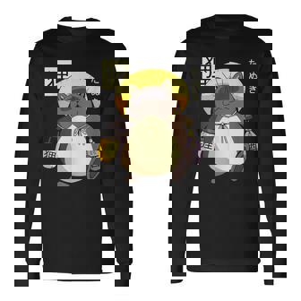 たぬき 妖怪 クリーチャー 日本語 長袖Tシャツ - Kawaiitshirt