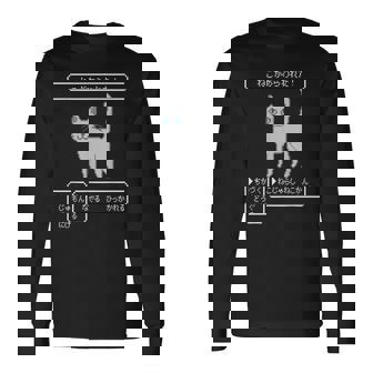 ねこがあらわれた！ 猫好き ゲーム好き ネコ飼い ネコママ 猫ママ ネコパパ 猫パパ Rpg ゲーム 猫 ねこ ネコ 長袖Tシャツ - Kawaiitshirt