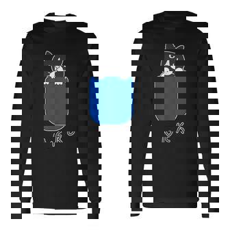 ねこさん『いん ざ ぽけっと』くびかしげ・ハチワレ 猫【どうぶつフレンズ】フキゲンネコ ゆるくて かわいい イラスト 長袖Tシャツ - Kawaiitshirt