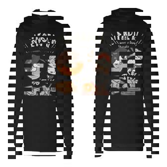 ねこぺん日和 ドーナツ ダークカラー 長袖Tシャツ - Kawaiitshirt