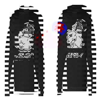 ねぶた まつり（寝豚祭り）うちわ【変なデザイン屋さん】お祭り パロディ 面白い 言葉 ポップ ゆるい かわいい キャラ 長袖Tシャツ - Kawaiitshirt