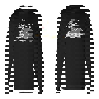 ふわーぁとあくびをする黒柴 柴犬のドット絵 長袖Tシャツ - Kawaiitshirt