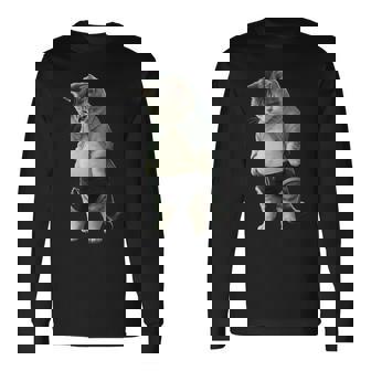 ぽっちゃり猫 お腹が大きい猫 ユーモア Fat Cat 長袖Tシャツ - Kawaiitshirt