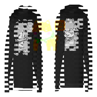 まめしばくん《唐草袋》 柴犬【どうぶつフレンズ】豆柴 ゆるくて かわいい 面白い 動物 キャラクター イラスト 長袖Tシャツ - Kawaiitshirt