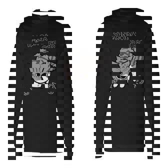 やんのかステップねこ 英語ver キジ白猫 かわいい 猫好き 動物 長袖Tシャツ - Kawaiitshirt