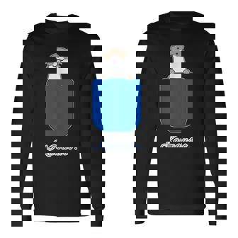 ゆるカワウソさん Otters オッターズ『いん ざ ぽけっと』（ブルーポケット）コツメカワウソ かわいい イラスト 長袖Tシャツ - Kawaiitshirt