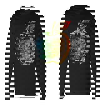 りんご フルーツ ドローイング アート カラフル モチーフ アップル 長袖Tシャツ - Kawaiitshirt