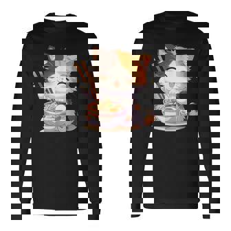 わがまま猫 ねこ ラーメン好き かわいい おもしろ マンガ 長袖Tシャツ - Kawaiitshirt