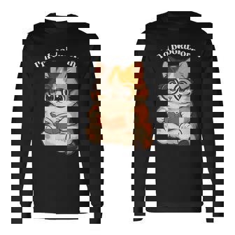 わがまま猫 ねこ 読書好き かわいい おもしろ マンガ 長袖Tシャツ - Kawaiitshirt