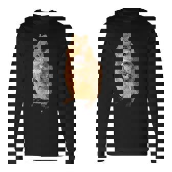 アイスクリームコーンを食べるカワイイクオッカ。 長袖Tシャツ - Kawaiitshirt