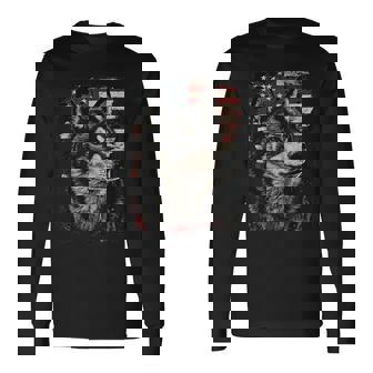 アイヌ犬 アメリカ国旗 長袖Tシャツ - Kawaiitshirt