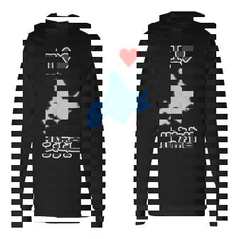 アイラブ・北海道（I Love ハート）地図【47都道府県】ジモtティ Jimo-T 地元愛 お土産 面白 長袖Tシャツ - Kawaiitshirt