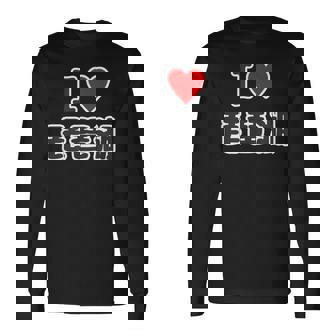 アイラブ・琵琶湖（I Love ハート）滋賀【47都道府県】ジモtティjimo-T 地元愛 観光 お土産 ご当地・面白 長袖Tシャツ - Kawaiitshirt