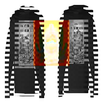 アガベ植物 テキーラボトル メキシカン メズカル アルコール ドリンク 長袖Tシャツ - Kawaiitshirt