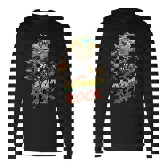 アガマ ロック、フトアゴヒゲトカゲ ロッカー、ギター Pogonaitticeps 長袖Tシャツ - Kawaiitshirt