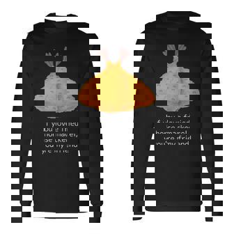 アジフライ好きなら、あなたは私の友達、アジフライ好き共有メッセージ 長袖Tシャツ - Kawaiitshirt