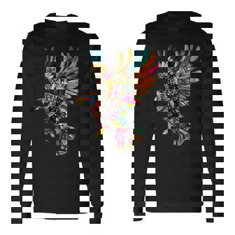 アステカ メキシコ神話 羽をつけた蛇 鷲 マヤ人 長袖Tシャツ - Kawaiitshirt