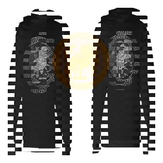 アテネ古代ギリシャ女神アテナのアテネのフクロウのシンボル 長袖Tシャツ - Kawaiitshirt