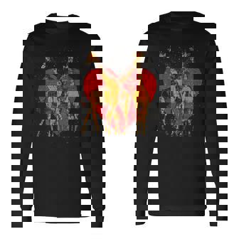 アフリカ サファリ アニマル ハート バレンタインデー ギフト ラブ キリン 長袖Tシャツ - Kawaiitshirt