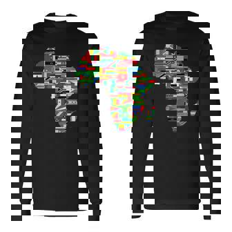 アフリカの地図-アフリカの国の旗の贈り物が付いているアフリカの地図 長袖Tシャツ - Kawaiitshirt