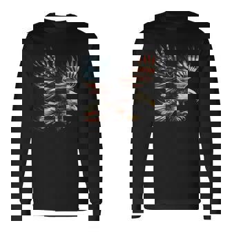 アメリカの国旗白頭ワシ米国独立記念日アートワーク デザイン 長袖Tシャツ - Kawaiitshirt