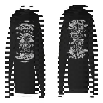 アメリカン バイク おしゃれ ドクロ エンジン ダメージ 面白い イラスト 長袖Tシャツ - Kawaiitshirt