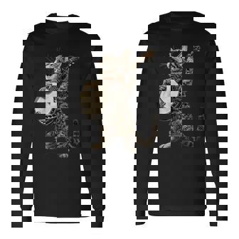 アメリカンショートヘアキャット ブルーグラス バンジョープレイヤー 長袖Tシャツ - Kawaiitshirt