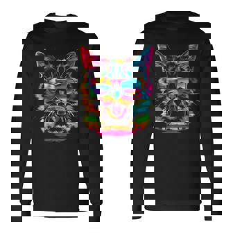 アメリカンショートヘアドッグサングラスポップアート 長袖Tシャツ - Kawaiitshirt