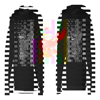 アメリカ国旗 マルディグラ ザリガニ ダビング 長袖Tシャツ - Kawaiitshirt