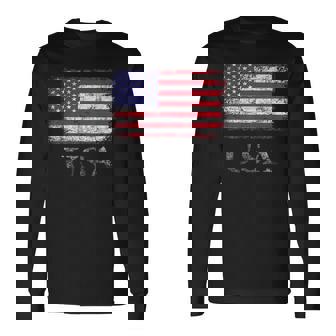 アメリカ国旗シャツ メンズ レディース キッズ 退役軍人の日 星条旗 長袖Tシャツ - Kawaiitshirt