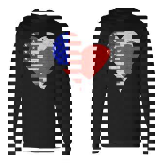 アメリカ日本国旗ハート 長袖Tシャツ - Kawaiitshirt
