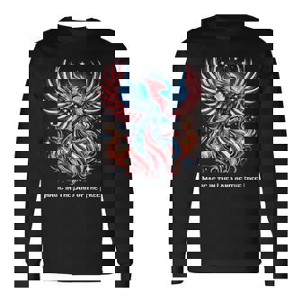 アメリカ神話 伝説のクリーチャー アメリカンフェニックス 自由の鳥 復活 火の鳥 長袖Tシャツ - Kawaiitshirt