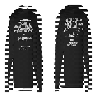 アリーナ ウィスコンシン Wi ヴィンテージ アスレチック スポーツ デザイン 長袖Tシャツ - Kawaiitshirt