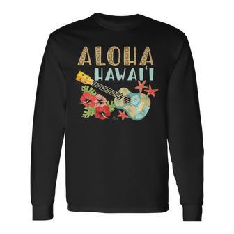 アロハ ハワイアン ウクレレ 長袖Tシャツ - Kawaiitshirt