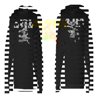 アロハ ハワイアン レトロ ヴィンテージ ピンナップガール ハワイ 長袖Tシャツ - Kawaiitshirt