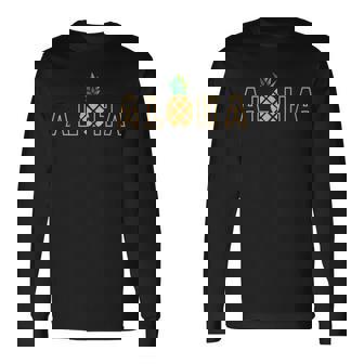 アロハ パイナップル ロゴ 文字 ハワイ レディース メンズ キッズ 長袖Tシャツ - Kawaiitshirt