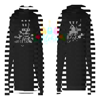 アロハシャツ ウクレレとハイビスカス柄 長袖Tシャツ - Kawaiitshirt