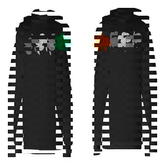 アンティーク調 シャムロック レトロスタイル アイリッシュ 三つ葉 クローバー かわいい 長袖Tシャツ - Kawaiitshirt